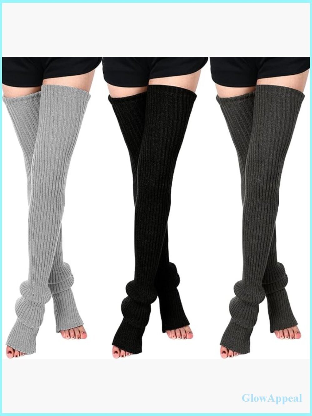 3 Pair Thigh High Leg Warmers Knit Long Footless Socks for Women